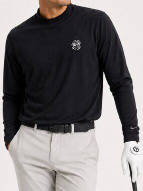 Vintage NIKE Pebble Beach Golf Mock Neck Long Sleeve Black Shirt XXL